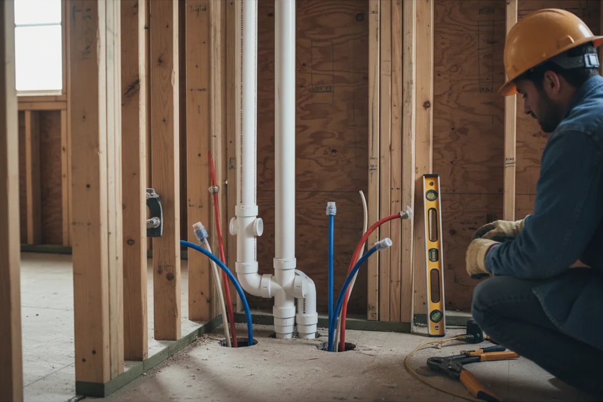 Drain and supply rough-in during Leak Detection in Holmes Mill