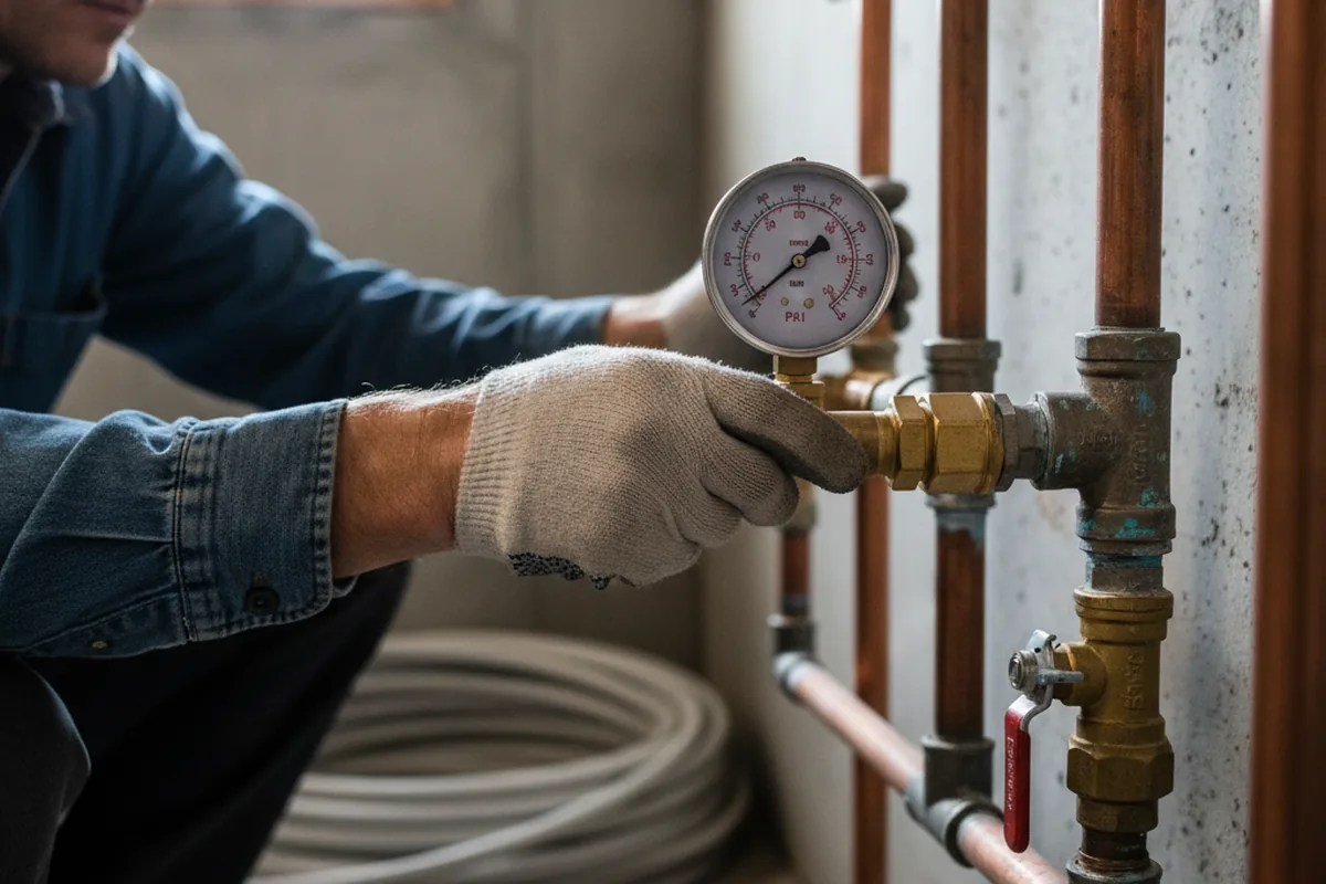 Pressure testing a repaired line during Water Line Repair in Holmes Mill